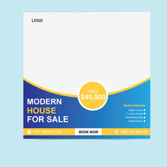 Stunning Modern Home for Sale Facebook and Instagram Post. Perfect Family Living with Spacious Interiors, Prime Location, and Stylish Design