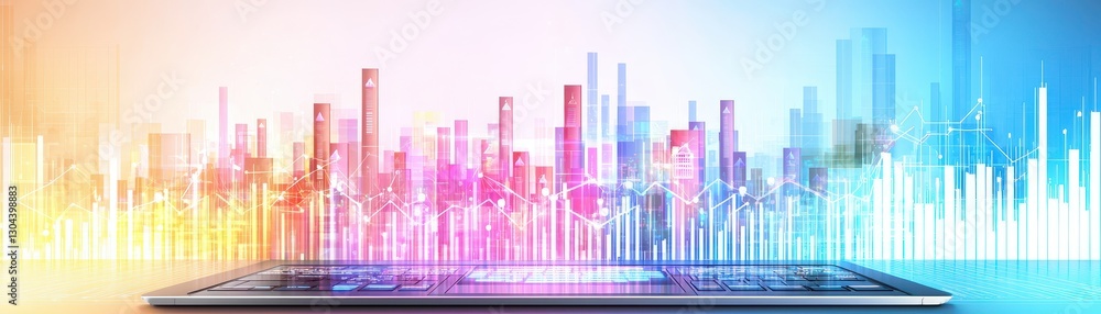 Poster modern business room with futuristic ai technology and data visualization elements for professional 