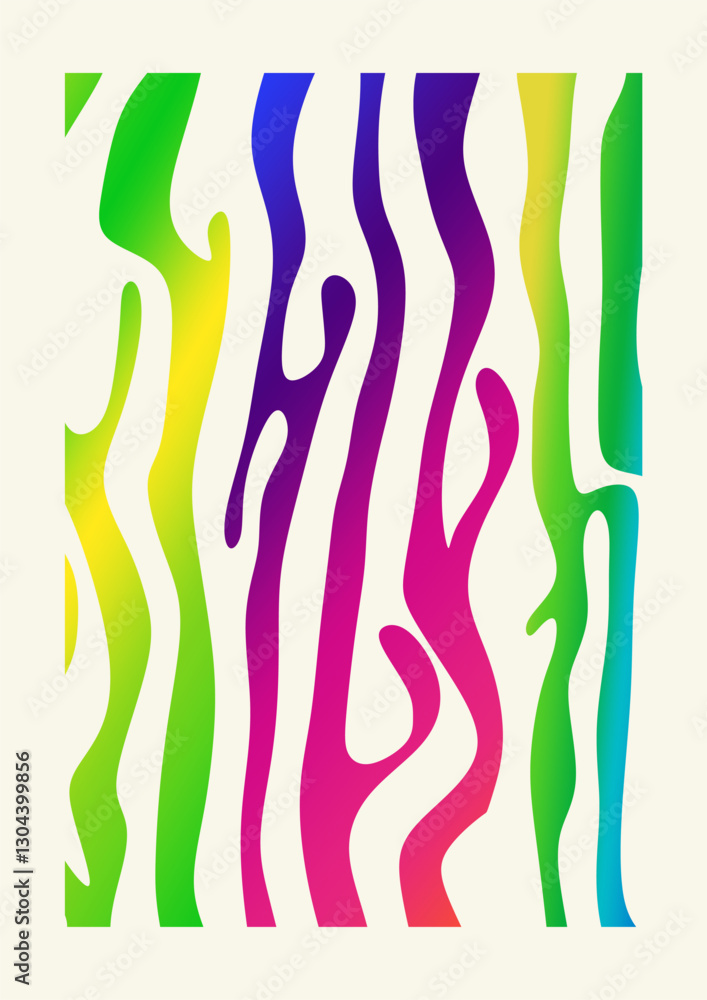 Aufkleber abstract shape of rainbow colored curved lines with background. abstract wavy colorful lines