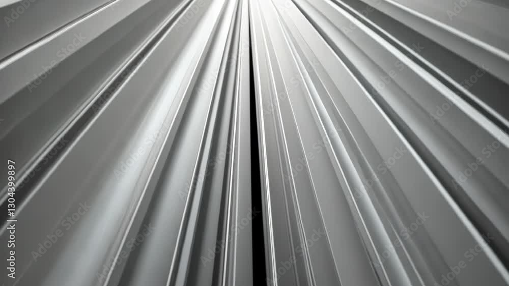 Poster metal lines converge in a dramatic perspective view capturing light and shadows in a modern architec