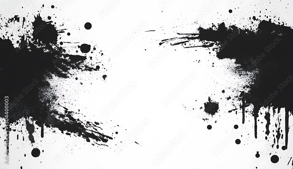 Aufkleber black ink splatter banner with empty space for text or graphics