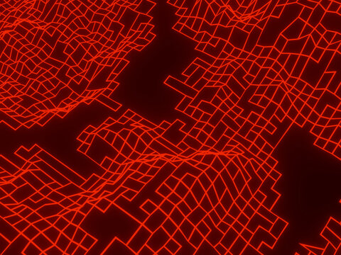 Abstract gid neon background. Grid wireframe