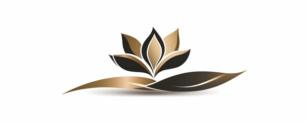 Golden lotus flower logo design