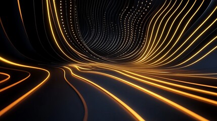 3D neon background with glowing lines on a dark wall pink and blue illumination