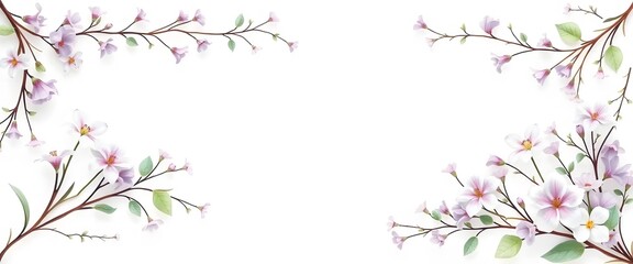 Seamless border design with graceful Lavender & Mint tendrils for spring invitations or branding.