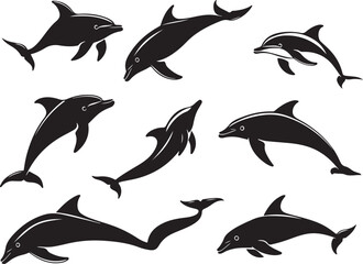 Naklejka premium Graceful Aquatics: The Elegant Dance of Dolphins 