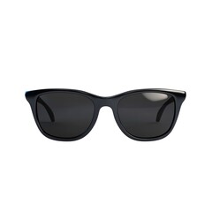 Black framed sunglasses with dark lenses isolated on a plain white background for product photography