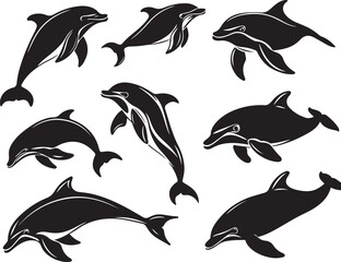 Naklejka premium Graceful Aquatics: The Elegant Dance of Dolphins 