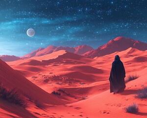 Desert Nomad Gazing at Night Sky