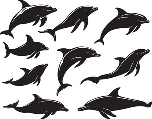 Graceful Dolphin Silhouettes Collection