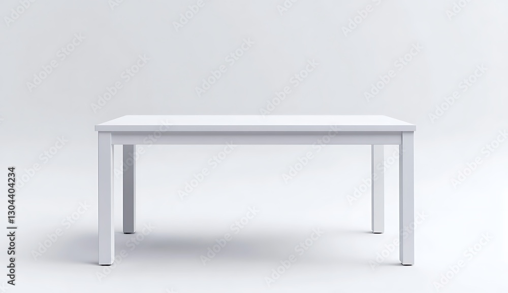 Poster white flat rectangular table on plain white background for design use