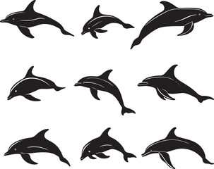 Graceful Dolphin Silhouettes Collection