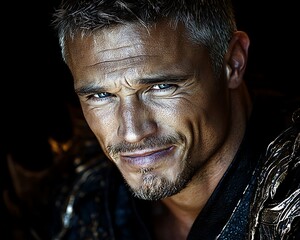 Mature Man, Close-Up Portrait, Dark Background