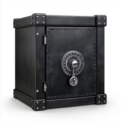 Fototapeta premium A heavy duty black steel safe with a combination lock