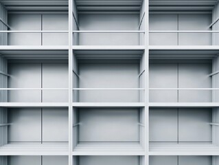 Abstract repeating silver scaffolding grid forming a precise and sleek modern industrial pattern