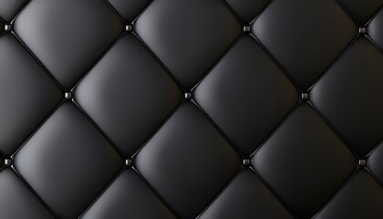 Naklejka premium Interlocking metallic chrome diamond grids arranged seamlessly over a sleek black canvas, forming a refined Deco elegance