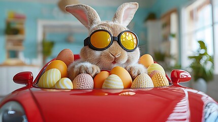 Bunny Driver Easter Eggs Car