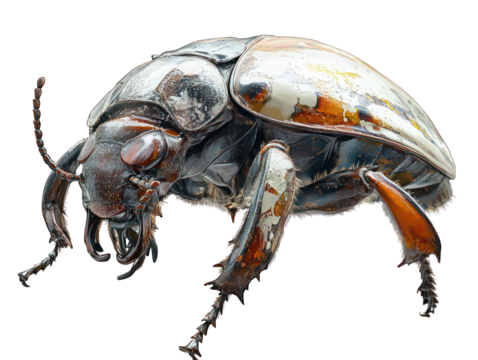 A detailed close-up of a cockchafer beetle, isolated on a transparent or white background