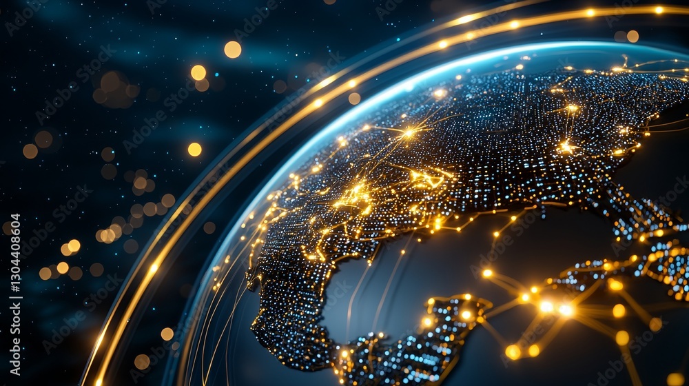 Poster global connectivity visualization digital world infographic technology aerial view network concepts 