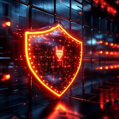 Cybersecurity Shield in Server Room