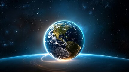 Fototapeta premium Global perspective a stunning view of earth from space digital art vivid colors cosmic environment bird's eye view planetary awareness