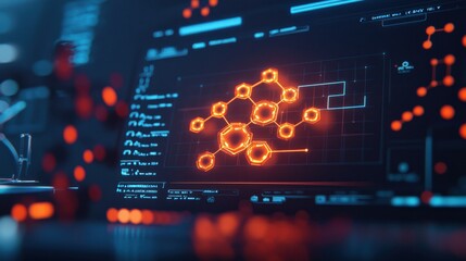 Scientific Visualization of Molecular Structures on Digital Screen with Futuristic Design Elements