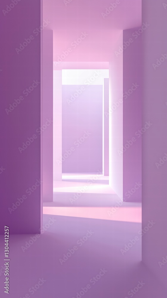 Poster luminous corridor: an abstract perspective of a softly lit corridor, with a sequence of doorways cre
