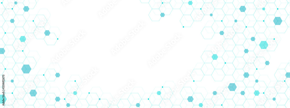 Poster abstract geometric with hexagons shape pattern for medical and technology background. digital scienc