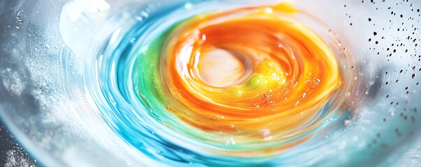 Fototapeta premium Abstract swirling vibrant colors in water. Colorful vortex, macro photography of liquid. Perfect for design backgrounds.