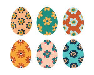 Easter eggs set. Cute colorful eggs with a variety of colors. Vector illustration for holiday design