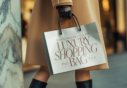Elegant Shopping Bag Mockup for Packaging Design and Retail Branding