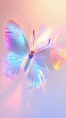 Iridescent Glass Butterfly Wings in Flight