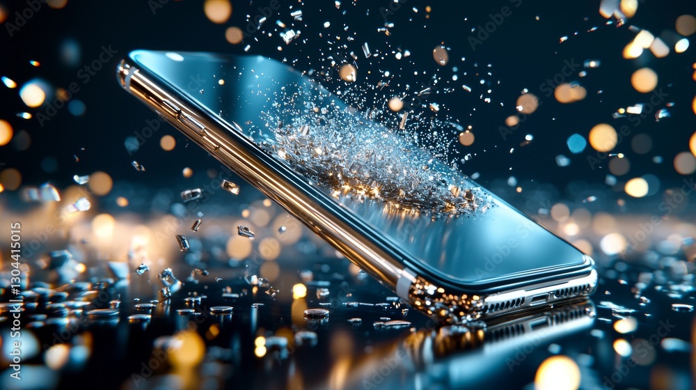 Poster dynamic smartphone explosion digital space technology image futuristic environment close-up view vis