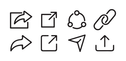 Share icon set. Icons share isolated on white background. simple modern black  vector icon. vector  illustration eps 10.