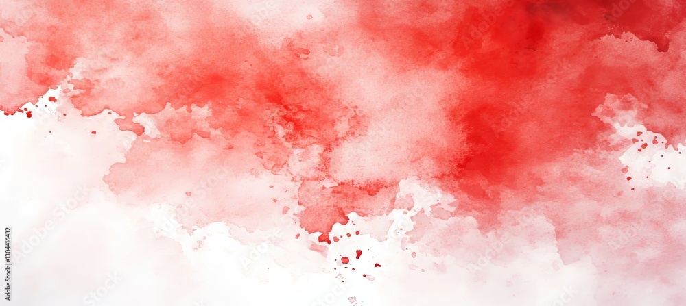 Poster abstract red watercolor background on white paper with delicate splashes and texture.