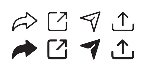 Share icon set. Icons share isolated on white background. simple modern black  vector icon. vector  illustration eps 10.