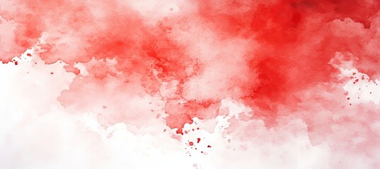 Abstract Red Watercolor Background On White Paper With Delicate Splashes And Texture.