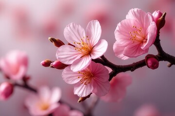 Obraz premium Pastel Pedicure with Cherry Blossom Motif