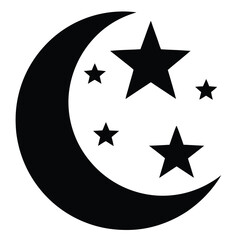 Crescent moon or night / nighttime flat icon for apps and websites