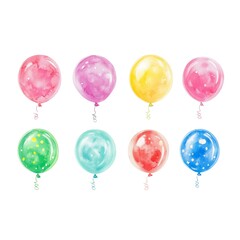 Watercolor Balloons Illustration Colorful Party Decorations for Celebrations Birthdays and Special Occasions on White