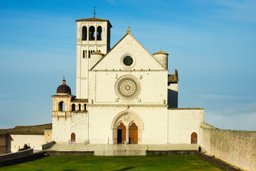 Obraz premium The Basilica of Saint Francis in Assisi, the town in the Umbria region in central Italy, where Saint Francis was born and died.