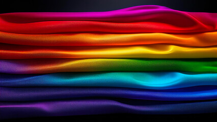 Tessuti impilati a formare un arcobaleno Generated Image