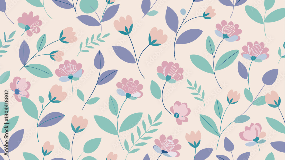 Aufkleber floral vector illustration featuring a colorful arrangement of flowers and leaves on a soft backgrou