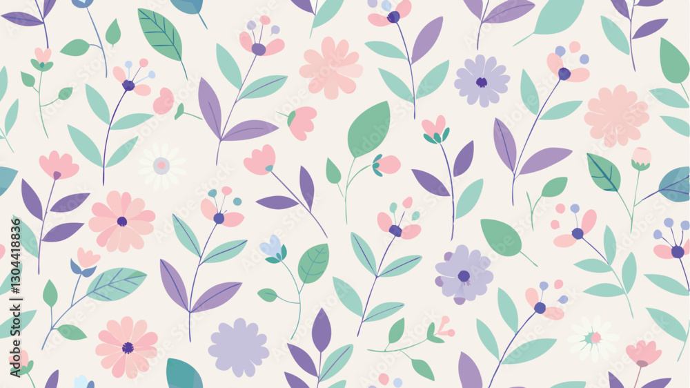 Aufkleber floral vector illustration featuring a colorful arrangement of flowers and leaves on a soft backgrou