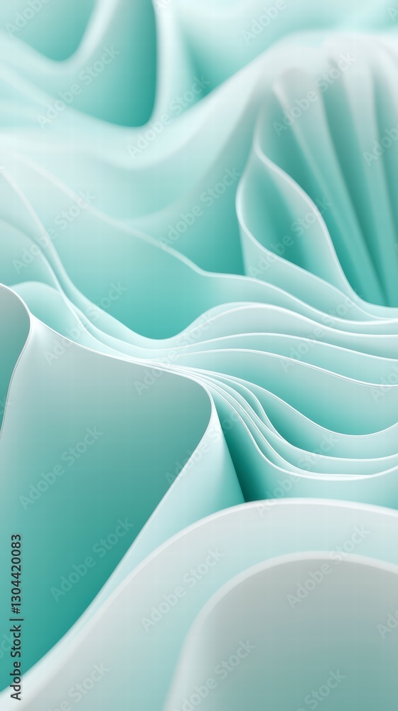 Poster abstract curves in serene hues: a mesmerizing abstract composition of flowing curves in shades of so