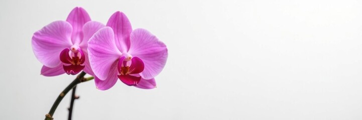 Single pink orchid, vibrant hue, pristine white backdrop , beauty, white
