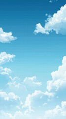 Azure Canvas: A serene expanse of the sky is adorned with fluffy, puffy white clouds, painted in a vivid gradient of blue, evoking a sense of tranquility, space, and freedom.