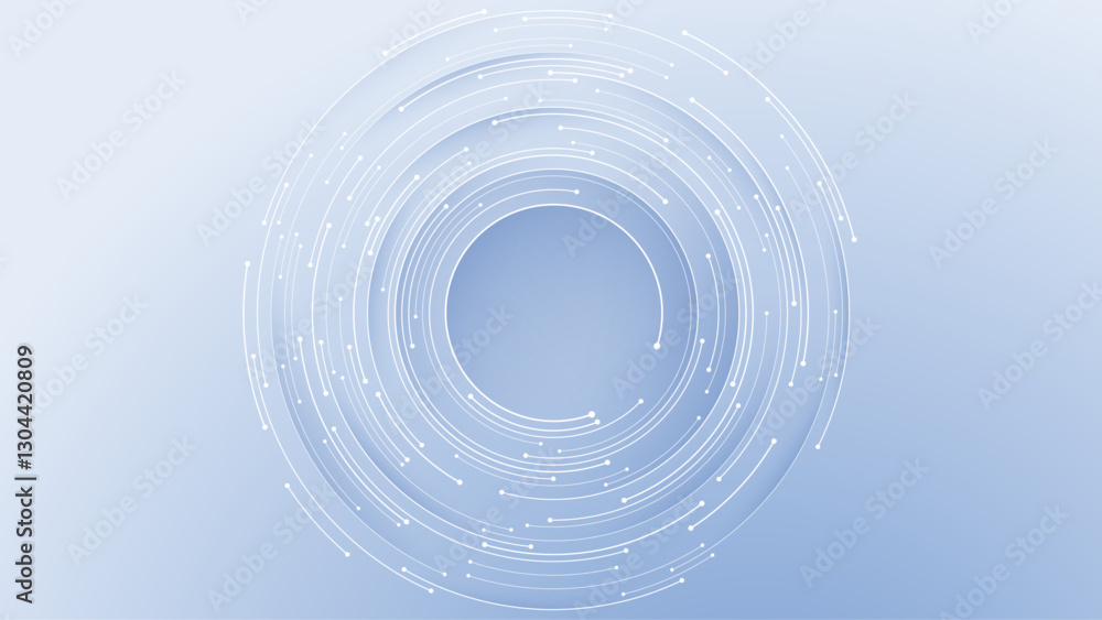 Aufkleber Concentric elegant circle design element. White technology background with circuit wires on light sky blue background. Tech bg. Web banner. AI concept. Abstract futuristic vector illustration. 