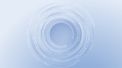 Concentric elegant circle design element. White technology background with circuit wires on light sky blue background. Tech bg. Web banner. AI concept. Abstract futuristic vector illustration. 