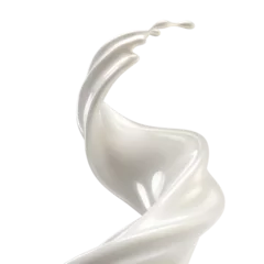 Gardinen Realistic milk splashes or wave with drops and splatter isolated Milk splash and pouring on PNG transparent background  © siam